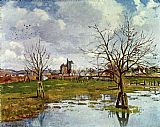 Camille Pissarro Paysage au champ inonde 1873 painting